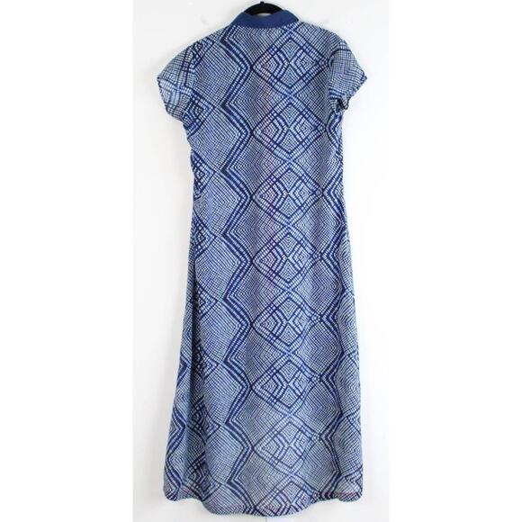 Globus Sheer Hi Low Hem Dress Swim Cover Up Layering SZ Small Blue White Red - Picture 3 of 4